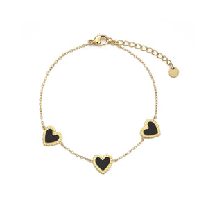Armband drei Herzen schwarz Armband drei Herzen schwarz