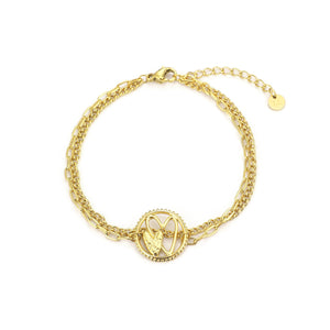 Armband geschlossenem doppeltem Herz Gold Armband geschlossenem doppeltem Herz Gold