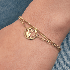 Armband geschlossenem doppeltem Herz Gold Armband geschlossenem doppeltem Herz Gold