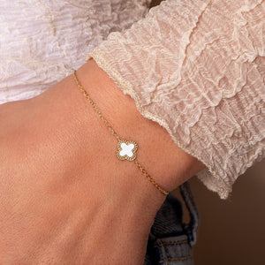 Armband Kleeblatt Gold/weiß Armband Kleeblatt Gold/weiß