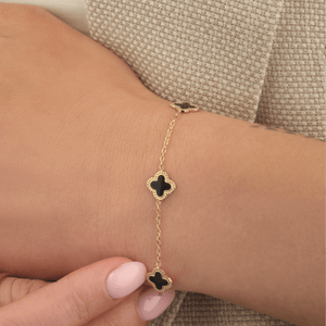 Armband Kleeblätter Gold/schwarz Armband Kleeblätter Gold/schwarz