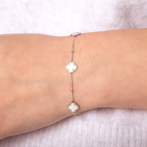 Armband Kleeblätter Silber/weiß Armband Kleeblätter Silber/weiß