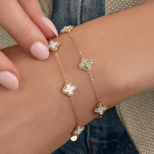 Armband Kleeblätter Strass Gold Armband Kleeblätter Strass Gold