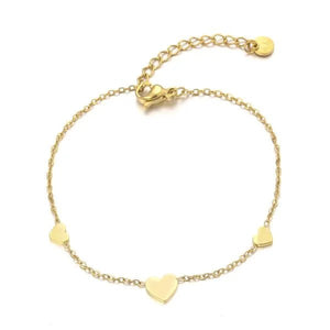 Armband mit drei Herzanhängern Gold Armband mit drei Herzanhängern Gold