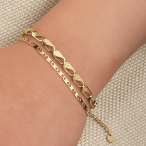 Armband mit flachen Gliedern Gold Armband mit flachen Gliedern Gold