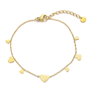Armband mit mehreren Herzanhängern Gold Armband mit mehreren Herzanhängern Gold