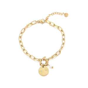 Armband mit Münze und Perle Gold Armband mit Münze und Perle Gold