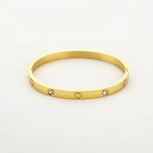 Bangle mit Herzchen Gold Bangle mit Herzchen Gold