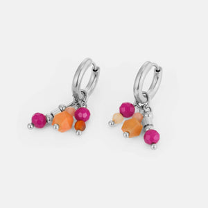 Creolen mit bunten Perlen Silber Creolen mit bunten Perlen Silber