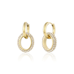 Doppelte Ohrringe mit Strass Gold Doppelte Ohrringe mit Strass Gold