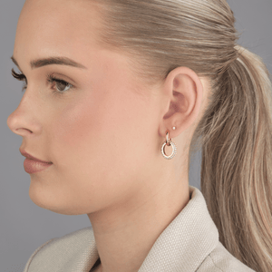 Doppelte Ohrringe mit Strass Gold Doppelte Ohrringe mit Strass Gold