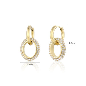 Doppelte Ohrringe mit Strass Gold Doppelte Ohrringe mit Strass Gold
