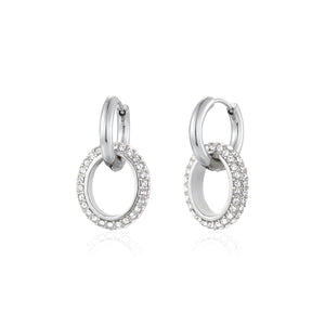 Doppelte Ohrringe mit Strass Silber Doppelte Ohrringe mit Strass Silber