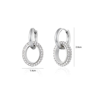 Doppelte Ohrringe mit Strass Silber Doppelte Ohrringe mit Strass Silber