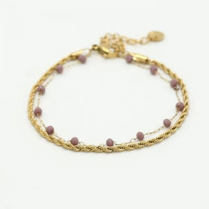 Doppeltes Armband Gold/lila Doppeltes Armband Gold/lila