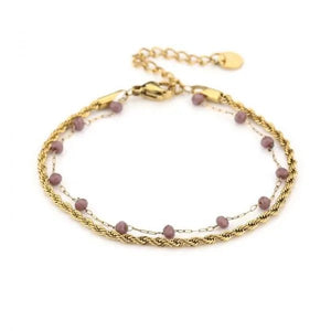 Doppeltes Armband Gold/lila Doppeltes Armband Gold/lila
