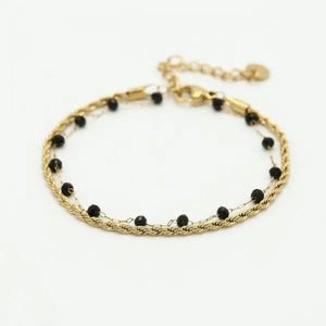 Doppeltes Armband Gold/schwarz Doppeltes Armband Gold/schwarz