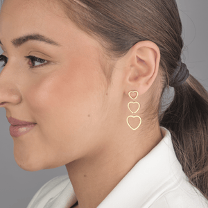 Drei hängende offene Herzen Gold Drei hängende offene Herzen Gold