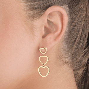 Drei hängende offene Herzen Gold Drei hängende offene Herzen Gold