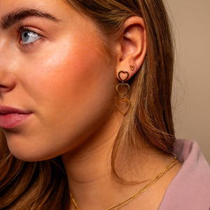 Drei hängende offene Herzen Gold Drei hängende offene Herzen Gold