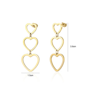 Drei hängende offene Herzen Gold Drei hängende offene Herzen Gold