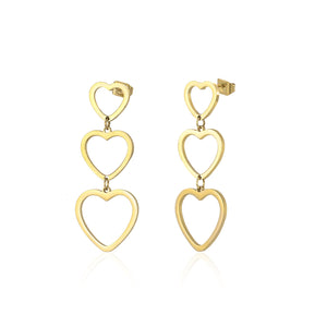 Drei hängende offene Herzen Gold Drei hängende offene Herzen Gold