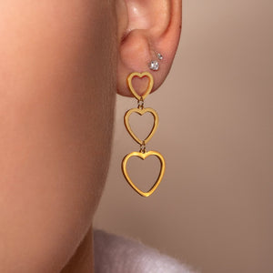 Drei hängende offene Herzen Gold Drei hängende offene Herzen Gold