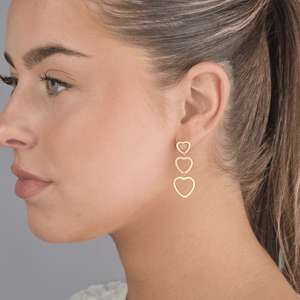 Drei hängende offene Herzen Gold Drei hängende offene Herzen Gold