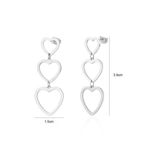 Drei hängende offene Herzen Silber Drei hängende offene Herzen Silber