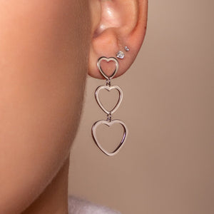 Drei hängende offene Herzen Silber Drei hängende offene Herzen Silber