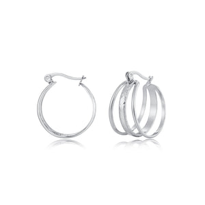 Dreischichtige Creolen Silber Dreischichtige Creolen Silber