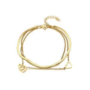 Dreischichtiges Herzdesign Armband Gold Dreischichtiges Herzdesign Armband Gold