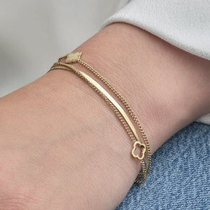 Dreischichtiges Kleeblatt Armband Gold Dreischichtiges Kleeblatt Armband Gold