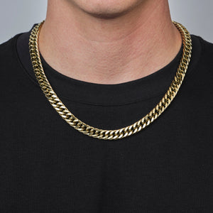 Flache Cuban-Kette 10 mm Gold Flache Cuban-Kette 10 mm Gold