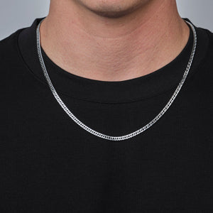 Flache Cuban-Kette 4 mm Silber Flache Cuban-Kette 4 mm Silber