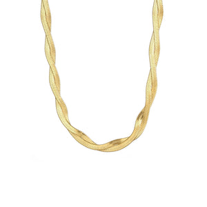 Flache gedrehte Halskette Gold Flache gedrehte Halskette Gold