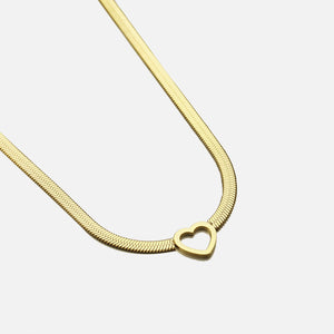 Flache halskette mit Herzanhänger Gold Flache halskette mit Herzanhänger Gold