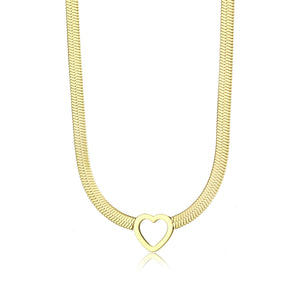 Flache halskette mit Herzanhänger Gold Flache halskette mit Herzanhänger Gold