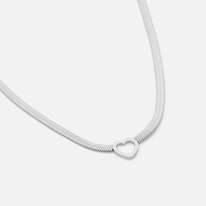 Flache halskette mit Herzanhänger Silber Flache halskette mit Herzanhänger Silber