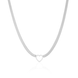 Flache halskette mit Herzanhänger Silber Flache halskette mit Herzanhänger Silber