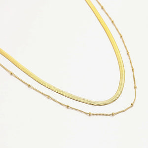 Flache zweischichtiges Halskette Gold Flache zweischichtiges Halskette Gold