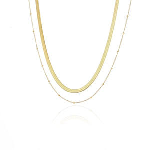 Flache zweischichtiges Halskette Gold Flache zweischichtiges Halskette Gold