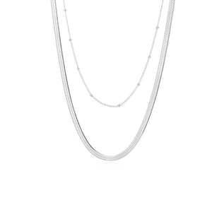 Flache zweischichtiges Halskette Silber Flache zweischichtiges Halskette Silber