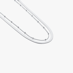 Flache zweischichtiges Halskette Silber Flache zweischichtiges Halskette Silber