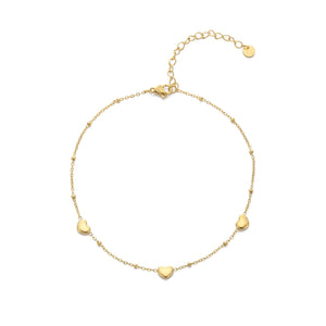 Fußkettchen drei volle Herzen Gold Fußkettchen drei volle Herzen Gold