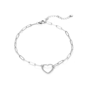 Fußkettchen Großes Herz Silber Fußkettchen Großes Herz Silber
