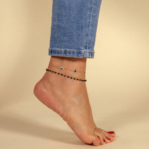 Fußkettchen Kleeblätter Gold/schwarz Fußkettchen Kleeblätter Gold/schwarz