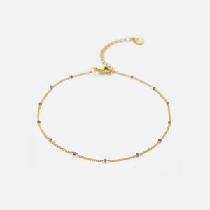 Fußkettchen Kugeln Gold/lila Fußkettchen Kugeln Gold/lila