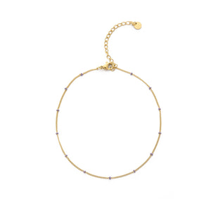 Fußkettchen Kugeln Gold/lila Fußkettchen Kugeln Gold/lila