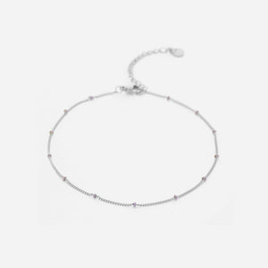 Fußkettchen Kugeln Silber/lila Fußkettchen Kugeln Silber/lila